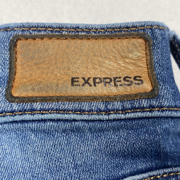 Women’s Express brand denim Jeans Cropped Skinny MidRise Distress ripped stretch - Picture 3 of 6